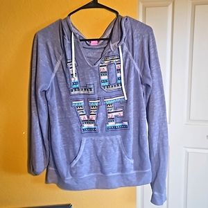 Womens Hooded Love Sleeve Graphic Top